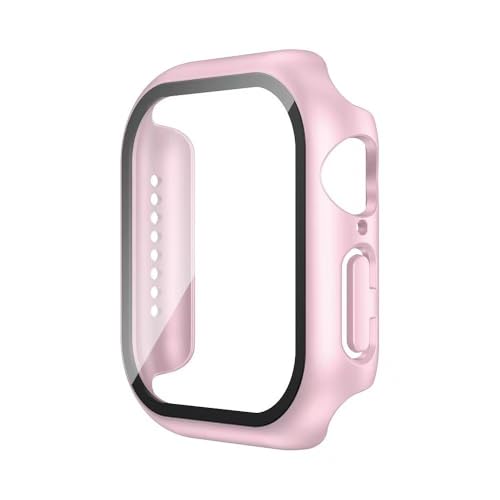 ADUSFRE Schutzhülle aus gehärtetem Glas für iWatch Serie 4/5/6/SE (44 mm), eingebauter HD-Displayschutz, kompatibel mit Apple Watch S4, S5, S6 SE (44 mm), Roségold, ultradünn, Härtegrad 9H (1 Stück) von ADUSFRE