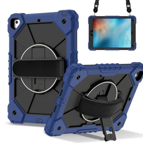 Tablet-Hülle Compatible with iPad 6/Pro9.7/New iPad 9.7（2017/2018）5th/6th Shockproof Kids Case,[Kickstand] [Shoulder Strap] 360 Degree Rotating Hand Strap Stand Bracket Heavy Duty Rugged Cover Tablet- von ADVDJBV