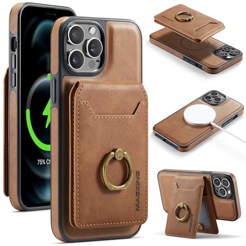 Telefonmode Magnetische, abnehmbare Hülle, kompatibel mit iPhone 12 Pro Max, Brieftasche mit Kreditkartenhalter, kompatibel mit und RFID-Blockierung, 360° drehbarer Ring, Brieftasche mit Ständer, Schu von ADVDJBV