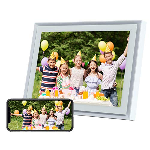 AEEZO WiFi Digitaler Bilderrahmen 10 Zoll Touchscreen FHD 2K Display Smart Fotorahmen mit 16 GB Speicher, einfache Einrichtung zum Teilen von Fotos und Videos, Automatische Drehung (weiß) von AEEZO