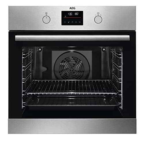 AEG BPS335061M Einbau-Backofen / Pyrolyse Selbstreinigung / Serie 6000 Ringheißluft: gleichmäßige Garergebnisse auf 3 Ebenen / 45 Automatikprogramme / LED-Touchdisplay / Schnellaufheizung / Edelstahl von AEG