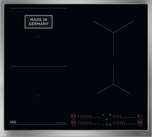 AEG Induktionskochfeld autark 60cm – Made in Germany – 4 Flex-Zonen mit SenseBoil verhindert Überkochen – Bridge (Kombination 2er Zonen) – Powerfunktion – SuperFlat Rahmen – Timer – Touch – TO64IB0FXB von AEG