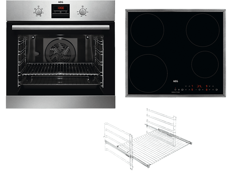 AEG Komb305I Serie 6000 mit SurroundCook Ringheißluftsystem (ohne Pyrolyse), Einbaubackofenset (Induktionskochfeld, A, 72 l) von AEG