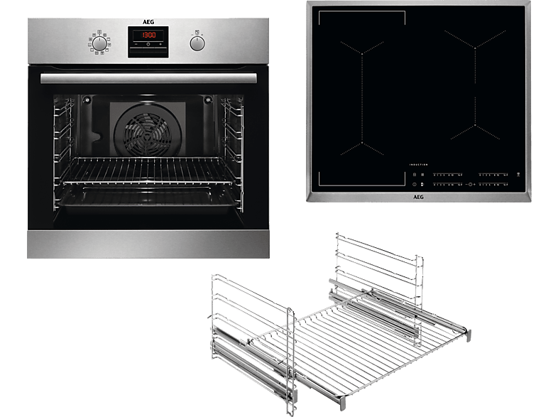 AEG MAXIB304PI PYROLYSE Serie 6000 mit SurroundCook Ringheißluftsystem (mit Pyrolyse), Backofenset (Induktionskochfeld, A+, 72 l) von AEG