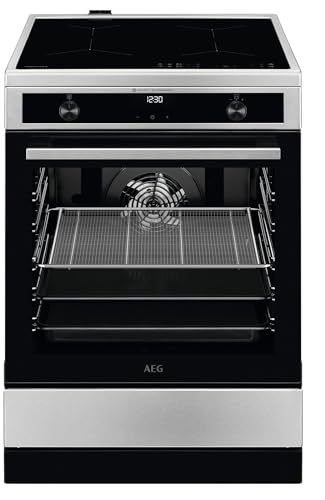 AEG Standherd mit Induktions-Kochfeld 60 cm/SteamBake – mit Feuchtigkeitszugabe/Hob²Hood/Touch-Bedienung/Grillfunktion/Display mit Uhr/Kindersicherung/A / CIB6643BBM von AEG