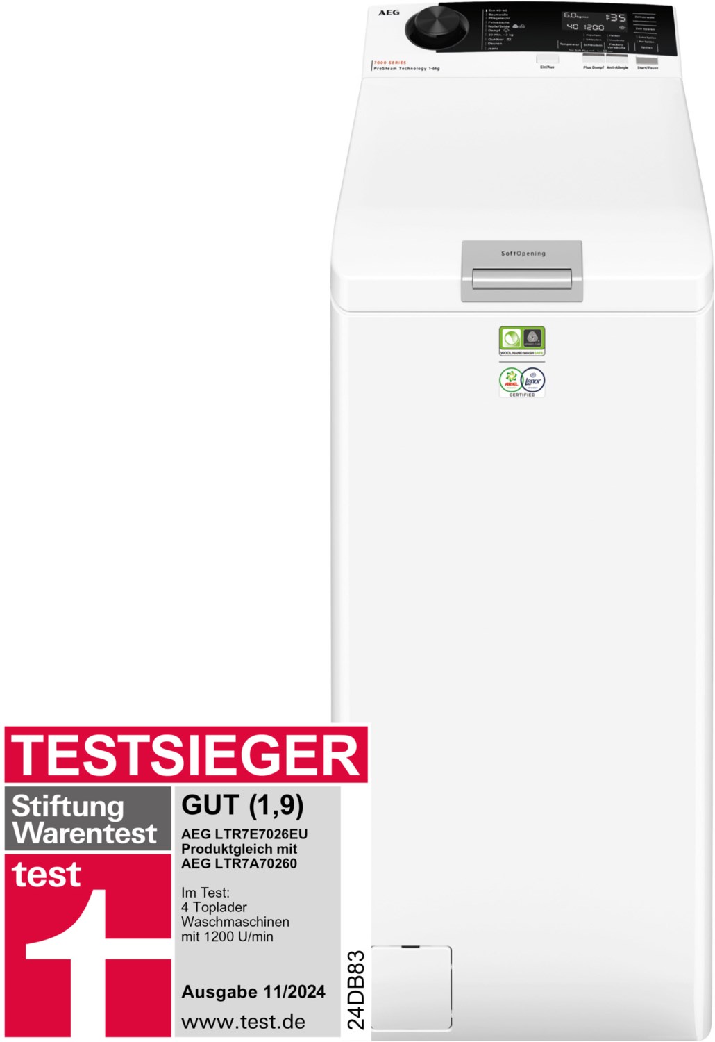 Lavamat LTR7E7026EU Waschmaschine-Toplader weiß / B Lavamat LTR7E7026EU Waschmaschine-Toplader weiß / B von AEG