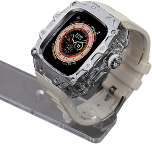 AEHON RM-Stil, Legierung, transparente Lünette, Mod-Kit, für Apple Watch Ultra 2 49 mm, Gummi-Uhrenarmbänder, Zubehör, Herren, Metall, PC-Uhrenabdeckung, für iWatch Ultra 2, 49 mm Watch DIY (S,für von AEHON