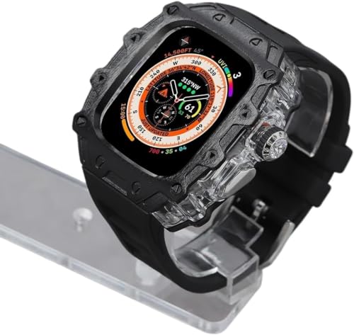 AEHON RM-Stil, Legierung, transparente Lünette, Mod-Kit, für Apple Watch Ultra 2 49 mm, Gummi-Uhrenarmbänder, Zubehör, Herren, Metall, PC-Uhrenabdeckung, für iWatch Ultra 2, 49 mm Watch DIY (D,für von AEHON