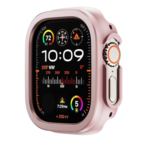 AEMALL 2-in-1-Schutzhülle aus Aluminiumlegierung und TPU für Apple Watch, 49 mm, 45 mm, 41 mm, Metallschutz für iWatch Ultra 2, Serie 9, 8, 7, 45 mm, Rosa von AEMALL