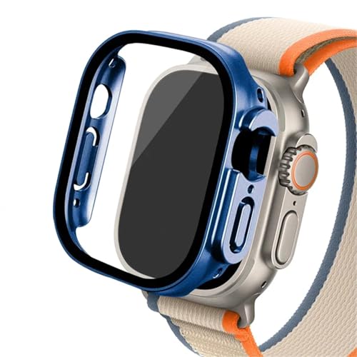 AEMALL Glashülle für Apple Watch Ultra 2, 49 mm, smar Twatch, Polycarbonat, Displayschutzfolie, gehärtetes Gehäuse, iWatch-Serie, Bandzubehör (offizielles Blau 25, Ultra 49 mm) von AEMALL