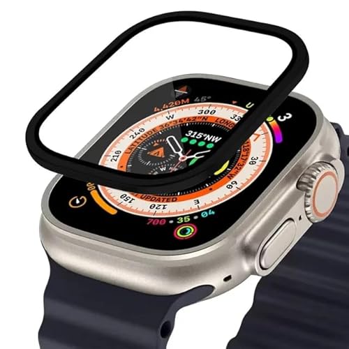 AEMALL Schutzhülle aus Aluminiumlegierung, gehärtetes Glas für Apple Watch Ultra 2, 49 mm, kratzfest, Displayschutzfolie für iWatch Ultra 49 mm Abdeckfolie (schwarz) von AEMALL