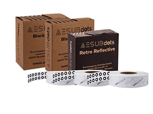 AESUB dots - Referenzpunkt für 3D Scannen, diffuse & retro reflektierende Reflexionsmarker (10 mm, Schwarz & Weiß) von AESUB