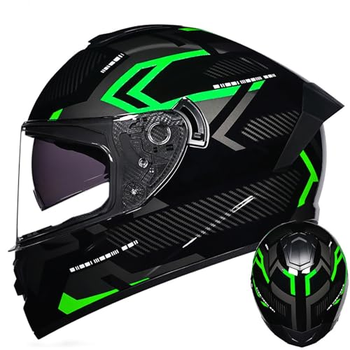 Integrierter Bluetooth-Integral-Motorradhelm, ECE/DOT-zugelassener Motorradhelm mit Doppelvisier, atmungsaktive und warme Motocross-Helme für Damen und Herren F,L=59-60CM von AFAGUEEUPD