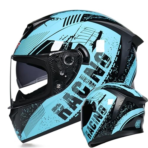 Motorradhelm Integralhelme，Für Erwachsene,ECE/DOT-zugelassen Motorradhelm Für Motorradfahrer Mit Getöntem Visier C,S=55-56CM von AFAGUEEUPD