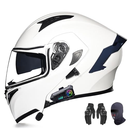 Motorradhelm für Herren mit Bluetooth Klapphelm Motorrad mit Doppelvisier ECE Zertifiziert Integralhelm, mit Eingebautem Mikrofon für Automatische Reaktion D,M=57-58CM von AFAGUEEUPD