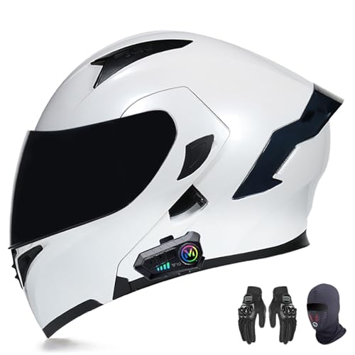 Motorradhelm für Herren mit Bluetooth Klapphelm Motorrad mit Doppelvisier ECE Zertifiziert Integralhelm, mit Eingebautem Mikrofon für Automatische Reaktion D,M=57-58CM von AFAGUEEUPD