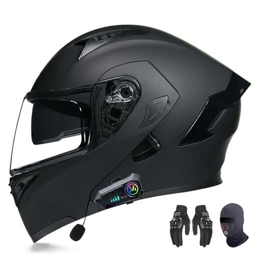 Motorradhelm für Herren mit Bluetooth Klapphelm Motorrad mit Doppelvisier ECE Zertifiziert Integralhelm, mit Eingebautem Mikrofon für Automatische Reaktion G,M=57-58CM von AFAGUEEUPD