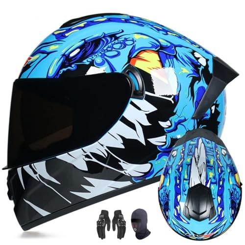 Motorradhelme, Klapphelme, Integrierte Helme, Integralhelme, Rollerhelme, Sturzhelme, Unisex, ECE zertifiziert A2,L=59-60CM von AFAGUEEUPD