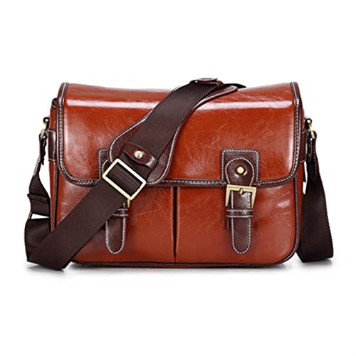 AFAKEREPPV Fotokamera Mode Mode Retro Pu. Ledertasche Handtasche wasserdichte Schulter Messenger SLR Tasche Fit for Canon Fit for Nikon Fit for Sony Digitalkamerataschen(Reddish Brown L) von AFAKEREPPV