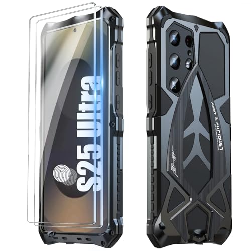 AFANGBOX für Samsung Galaxy S25 Ultra Hülle,Samsung S 25 Ultra 360 Grad Ganzkörper Panzerhülle,Robust Militär Stoßfest Männer Handyhülle Heavy Duty Metall Outdoor Case für Galaxy S25 Ultra,Schwarz von AFENGBOX