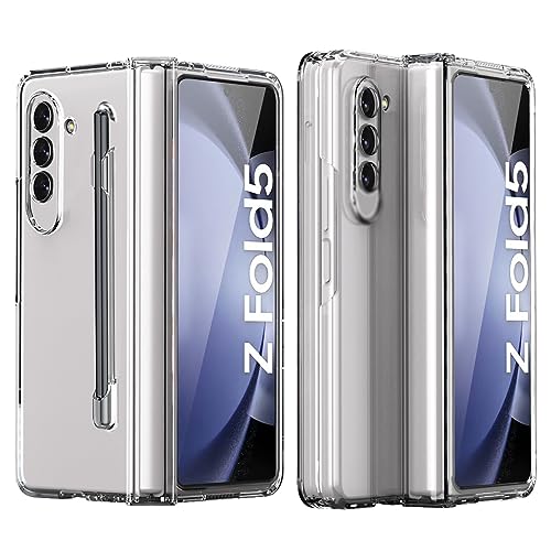 Samsung Z Fold 5 Hülle,Samsung Fold 5 360 Grad Ganzkörper Ultra Dünn Schutzhülle mit Displayschutz und S Pen Slot,Stoßfest Case Handyhülle mit Scharnier-Schutz für Samsung Galaxy Z Fold 5,Transparent von AFENGBOX