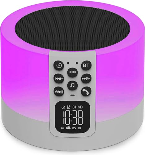 Tragbarer Bluetooth Lautsprecher, Baby Noise Machine, Wireless Digital Wecker mit Farbewechsel Nachtlicht, Geschenke für Jungen Mädchen Kinder Baby von AFEXOA