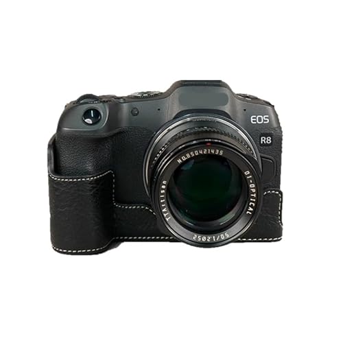 Kameratasche für Canon EOS R8 Kamera, mit Litschi-Prägung, PU-Leder, Halbgehäuse, Schwarz von AFGRAPHIC