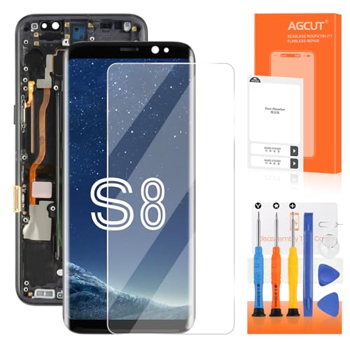 TFT für Samsung Galaxy S8 Bildschirm Ersatz für Display Samsung S8 LCD für Galaxy S8 LCD Digitizer G950 SM-G950F SM-G950U Bildschirm Touch Assembly Reparaturteile mit Rahmen (kein Fingerabdruck) von AGCUT