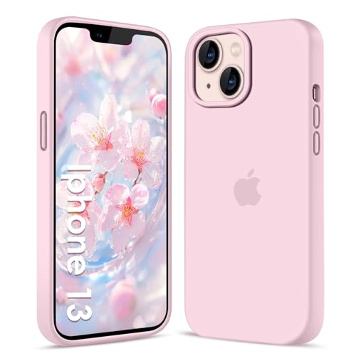 AGGPLTO Hülle für iPhone 13 6.1", Flüssig Silikon Case, Ultra Dünn Ganzkörper Schutzhülle, 4-lagige Stoßfeste Struktur, Weiches Kratzfestes Mikrofaserfutter, Für Männer und Frauen - Hellrosa von AGGPLTO