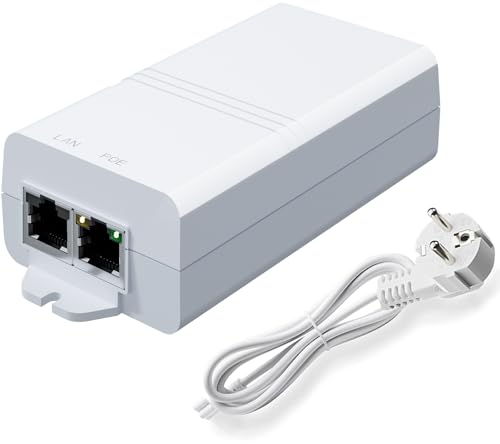 AGILEPOELINK 10 Gigabit PoE Injektor 30W Netzteil, PoE+ Power Injector Adapter mit 2 Befestigungslaschen für Sicherheits IP Kamera, Wireless AP, VoIP Telefon, Cellgate, Video-Türklingel von AGILEPOELINK