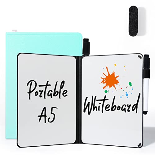 AGM Doppelseitiges Whiteboard, A5 Mini tragbare trocken abwischbare Tafel mit Stift, Schreibtisch Whiteboard für Studium, Meeting, Entwurf, Notizen, Kritzeln von AGM