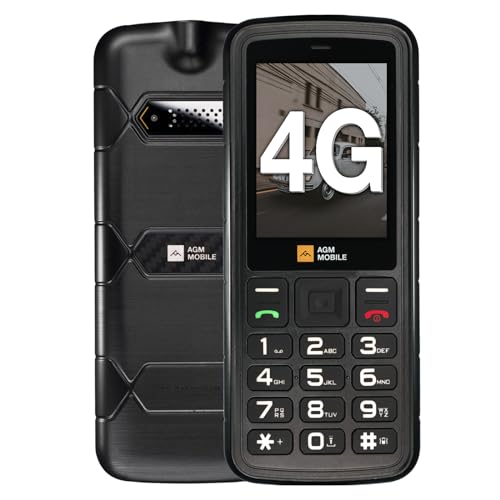 AGM M9 Seniorenhandy Ohne Vertrag 4G, Wasserdicht Handy mit 3 Kartenslots, großen Tastenhandy, 48+128MB, IP68/69K, 1000 mAh Akku,FM-Radio, Taschenlampe, Schwarz von AGM
