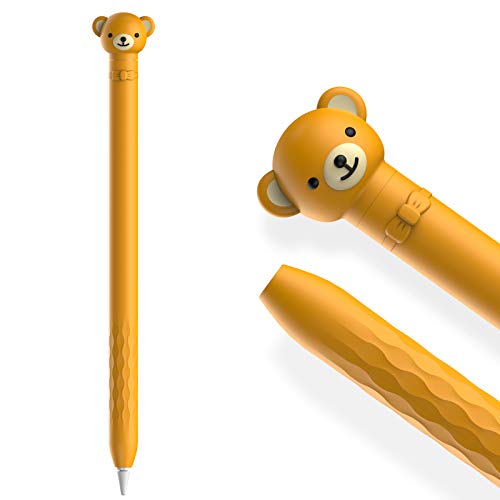 AHASTYLE Silikon Hülle für Apple Pencil 1 Nettesdesign Sanft Schutzhülle Griff Zubehör Kompatibel mit Apple Pencil 1. Generation (Braunbär) von AHASTYLE