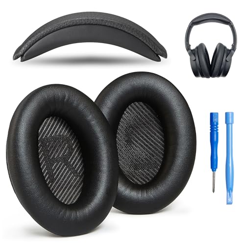 AHG QC35 Ohrpolster / QC35 ii Kopfbügelpolster-Set Kompatibel mit Bose QuietComfort 35 ii / QC35 Kopfhörern (schwarz) Premium-Kopfbügel-Design | Nahtlose Selbstmontage | Überlegener Komfort und von AHG Accessory House Global