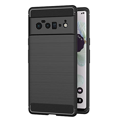 AICEK Kompatibel mit Google Pixel 6 Pro Hülle, Schwarz Silikon Handyhülle für Google Pixel 6 Pro Schutzhülle Karbon Optik Soft Case von AICEK