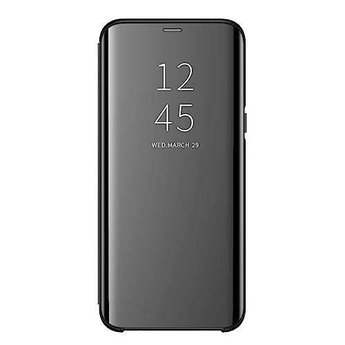 AICase Hülle für Galaxy S8 Hülle-Folio-Schutzhülle für Galaxy S8,Clear View Standing Cover mit Wake Up/Sleep Funktion, Spiegelnde Oberfläche, Hochglanzfinish Case (Schwarz) von AICase