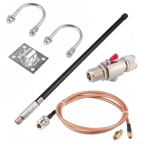 12DBi-Antenne, 55 cm, N-Stecker mit 1 m RG142-Draht + Clip-Code + kleiner Adapter + Blitzableiter für Helium-Hotspot Miner HNT für LoRa-Antenne 915 868 von AIDNTBEO