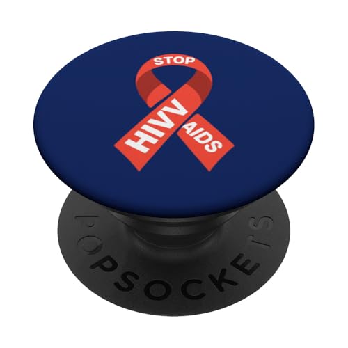 Stop HIV AIDS Awareness Shirt - Red Ribbon Awareness Awareness PopSockets Klebender PopGrip von AIDS Awareness Red Ribbon Apparel!