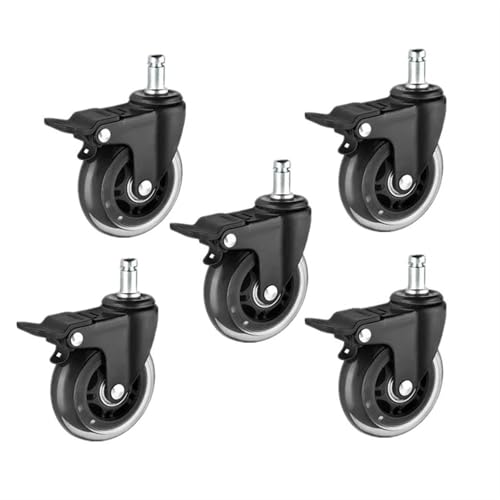 5 Teile/los 3 Zoll M11x22 Stange Universal Rad Große Klasse Stuhl Clamp Rollen Computer Büro Transparent Stille(5 Pcs Brake) von AIDUFUOD