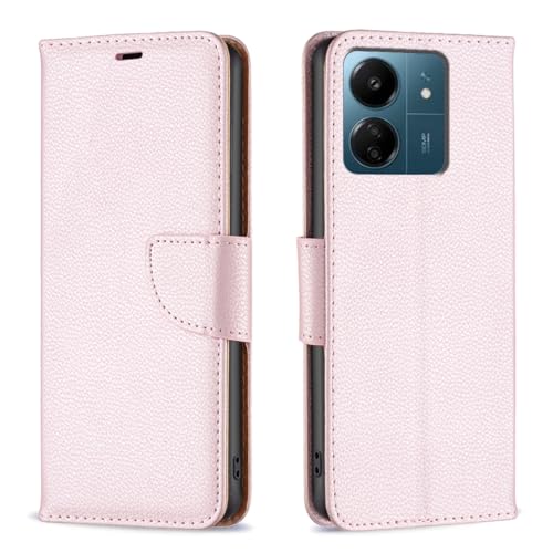 AIFILLE Flip Hülle für Xiaomi Redmi 13C Roségold Stoßfest Schutzhülle Leder Wallet Case Tasche Handy Hüllen mit Standfunktion Kartenfächer Magnetverschlüsse Klapphülle für Xiaomi Redmi 13C 6.74 Zoll von AIFILLE