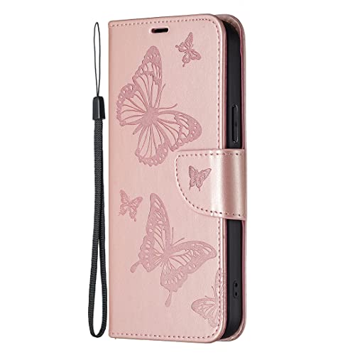 AIFILLE Handyhülle mit Portemonnaie Mädchen für Samsung Galaxy S25 5G Rosegold Schmetterling Motiv Einfarbig Klapphülle PU Leder Wallet Flip Case und Silikon Innere Bumper Standfunktion Schutzhülle von AIFILLE