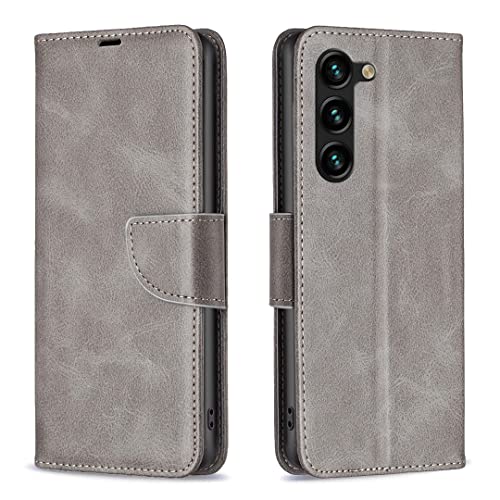 AIFILLE Lederhülle Schutzhülle für Samsung Galaxy S24+ Hülle Grau Premium PU Leder Handyhülle für Samsung S24 Plus 360 Grad Stoßfest Klapphülle Flip Case Magnetisch Standfunktion Tasche Handy Hüllen von AIFILLE