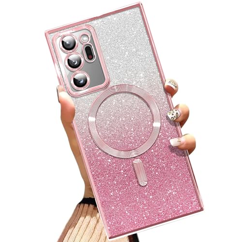 AIGOMARA Magnetische Schutzhülle für Samsung Galaxy Note 20 Ultra, kompatibel mit kabellosem Laden, weiches TPU, Glitzer, Bling Handyhülle, kratzfest, stoßfest, schlanke Hülle für Damen und Herren, von AIGOMARA