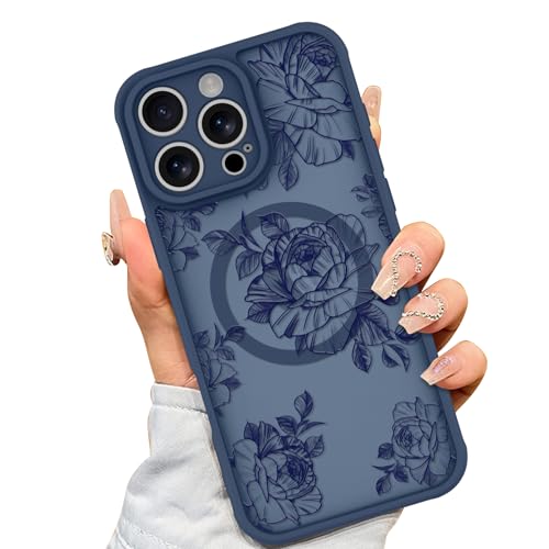 AIGOMARA Schutzhülle für iPhone 16 Pro Max [kompatibel mit MagSafe] Blumen-Blumenmuster Design, Schutzhülle für Frauen und Mädchen, weiche TPU-Stoßdämpfer, harte Rückseite aus Polycarbonat, stoßfest, von AIGOMARA