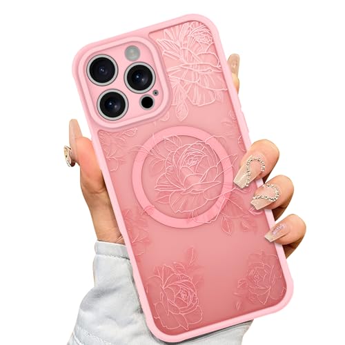 AIGOMARA Schutzhülle für iPhone 16 Pro Max [kompatibel mit MagSafe] Blumen-Blumenmuster Design, Schutzhülle für Frauen und Mädchen, weiche TPU-Stoßdämpfer, harte Rückseite aus Polycarbonat, stoßfest, von AIGOMARA