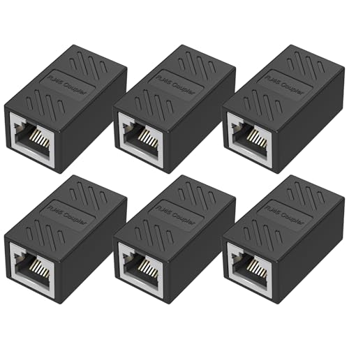 AILVLVNG Ethernet RJ45 Kupplung Cat7, 10 Gbps Netzwerkkabel Verlängerung für Cat8/Cat7/Cat6a/Cat6/Cat5e, 6 Stück LAN Kabel Verbinder von Frau zu Frau für Router, Schalter, Computer (Schwarz) von AILVLVNG