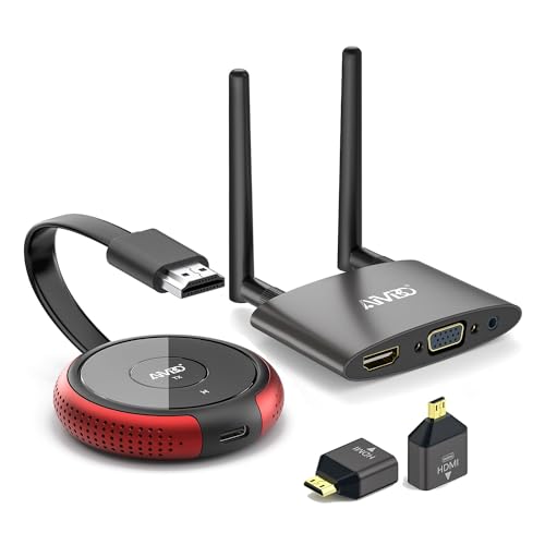 AIMIBO Wireless HDMI Transmitter and Receiver 5G, Drahtlos HDMI Wireless VGA/HDMI Dual Screen 165Fuß/50M, HDMI Funkübertragung Sender und Empfänger, Audio Video Spiegelung für TV, Projektor, Monitor von AIMIBO