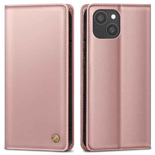 AIMOYU Handyhülle für iPhone 15 Hülle,Premium Lederhülle Schutzhülle Tasche für iPhone 15 Hülle Wallet Kartenfach Standfunktion Klappbar Flip Case für iPhone 15 Hülle,Rosa von AIMOYU