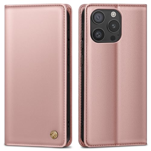 AIMOYU Handyhülle für iPhone 15 Pro Hülle,Premium Lederhülle Schutzhülle Tasche für iPhone 15 Pro Hülle Wallet Kartenfach Standfunktion Klappbar Flip Case für iPhone 15 Pro Hülle,Rosa von AIMOYU