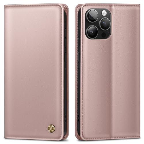 AIMOYU Handyhülle für iPhone 16 Pro Max Hülle,Premium Lederhülle Schutzhülle Tasche für iPhone 16 Pro Max Hülle Wallet Kartenfach Standfunktion Klappbar FliPhone Case für iPhone 16 Pro Max Hülle,Rosa von AIMOYU